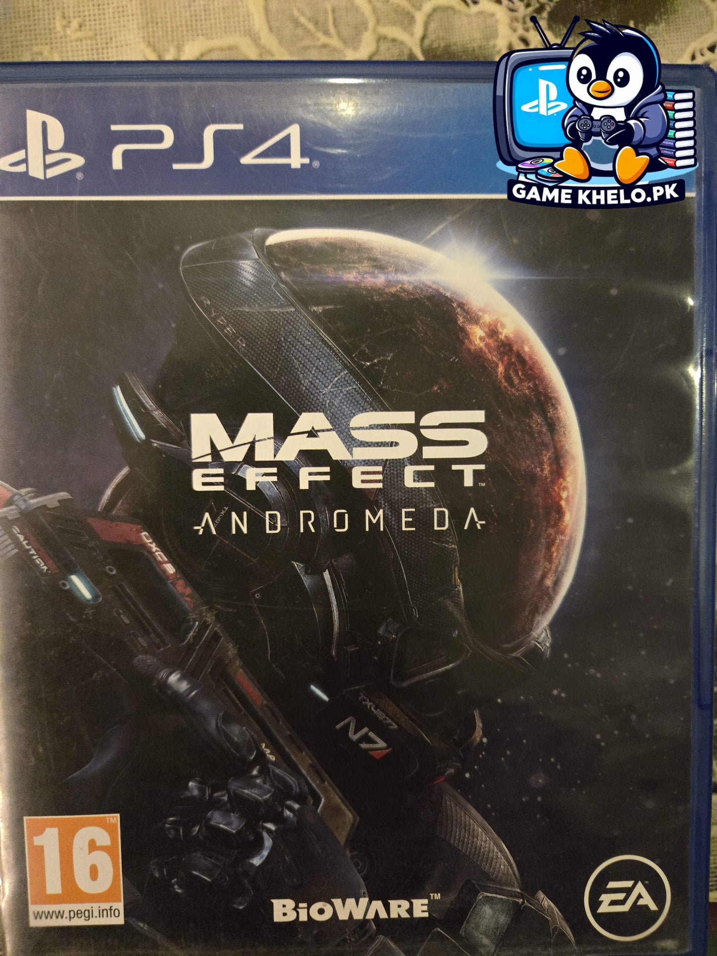 "Pre-owned Mass Effect Andromeda combat scene on PS4 - Quality used games from GameKhelo Pakistan"