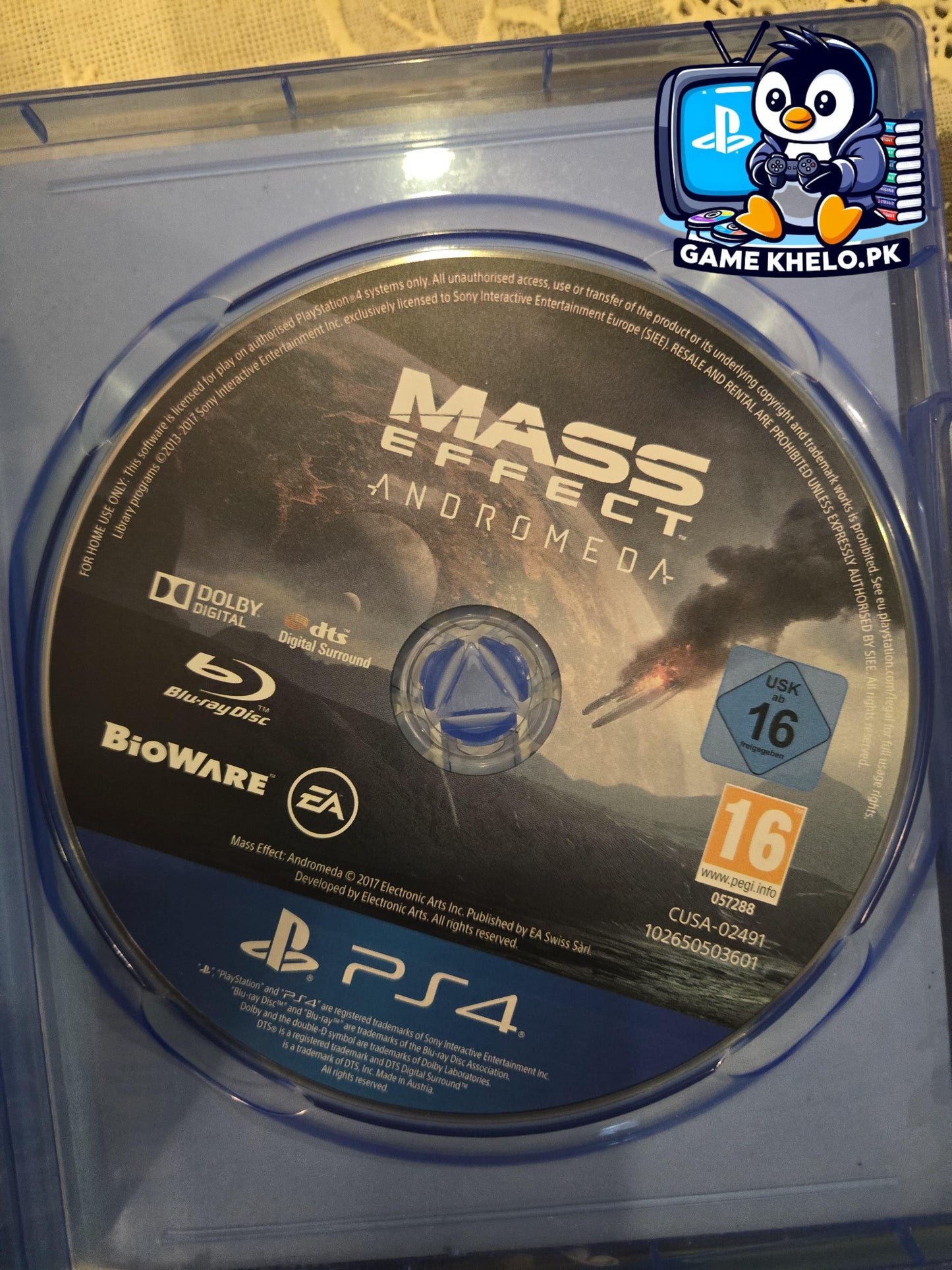"Pre-owned Mass Effect Andromeda combat scene on PS4 - Quality used games from GameKhelo Pakistan"