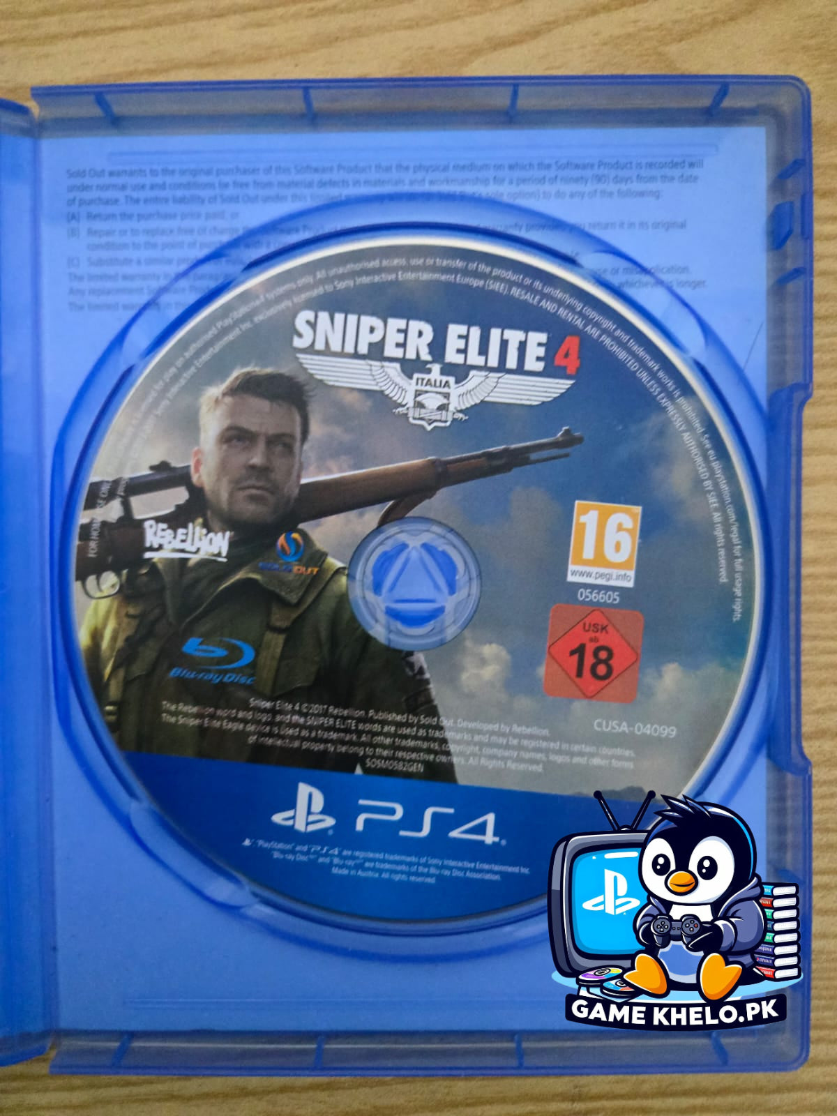Used Sniper Elite 4 PlayStation 4 disc in excellent condition from GameKhelo