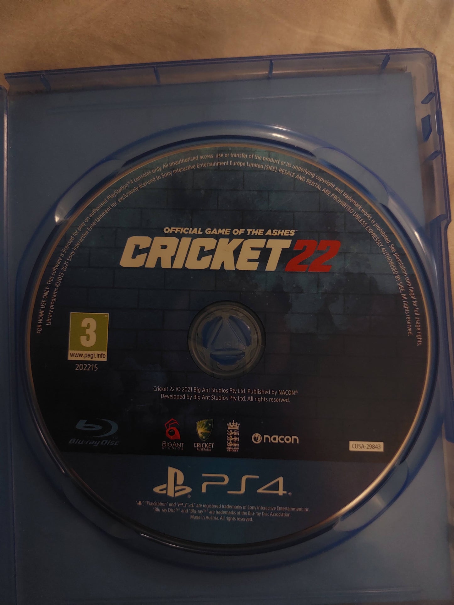 Cricket 22 PS4 Disc Closeup - Game Khelo Pakistan