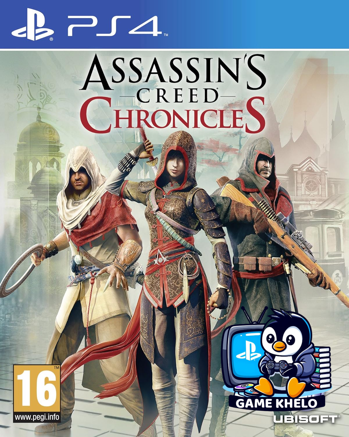 Pre-owned Assassin's Creed Chronicles Trilogy PS4 game case on GameKhelo Pakistan