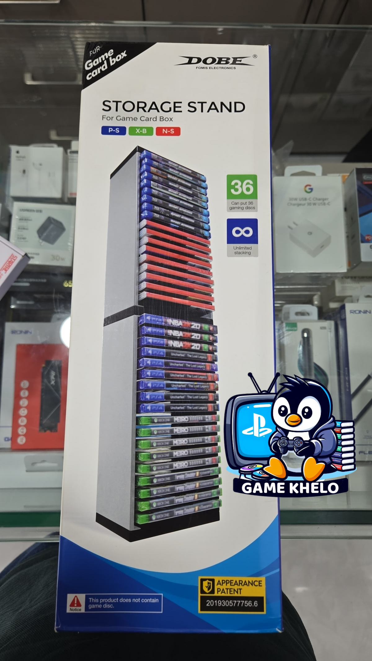 DOBE 36 disc game storage stand tower for PS5 PS4 Xbox Switch on GameKhelo Pakistan
