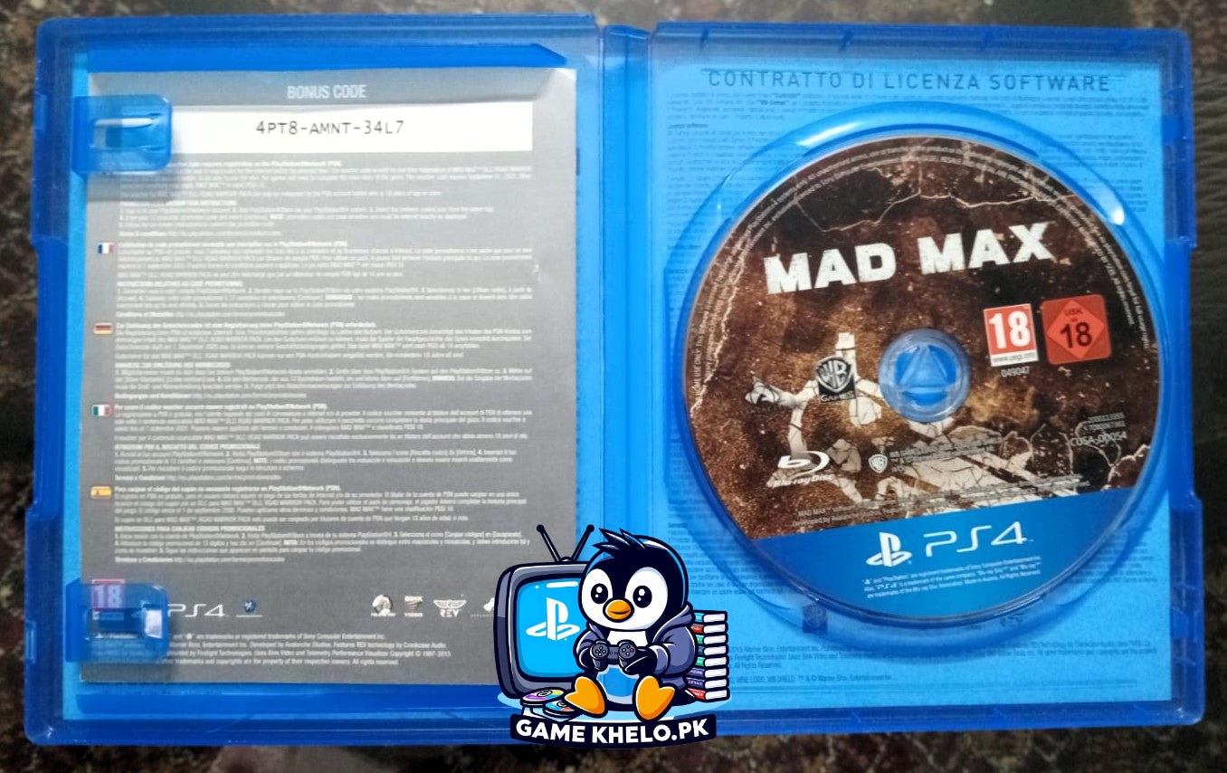 Mad Max PlayStation 4 game disc - used PS4 game in excellent condition with 3 day warranty from GameKhelo Pakistan 4