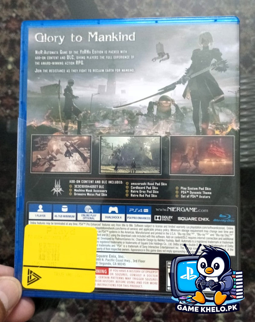 NieR Automata PlayStation 4 game disc and case condition used PS4 game with 3 day warranty GameKhelo Pakistan 3