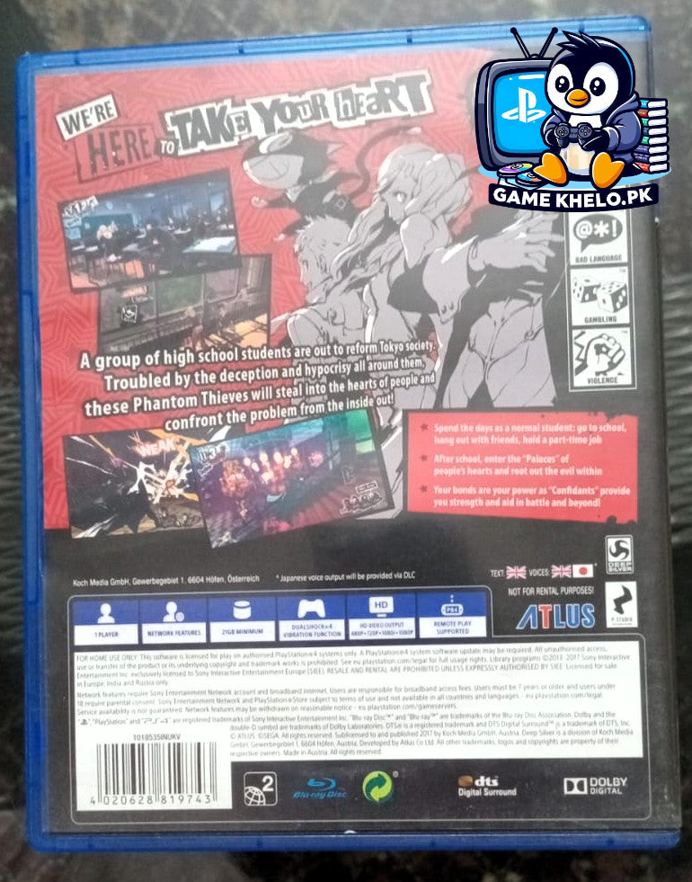 Persona 5 PlayStation 4 physical game case - Used PS4 game with 3 day warranty from GameKhelo Pakistan 3