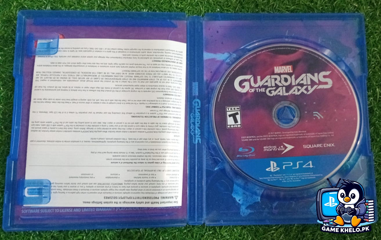 Pre-owned Marvel's Guardians of the Galaxy PS4 game disc in excellent condition - 3-day warranty included