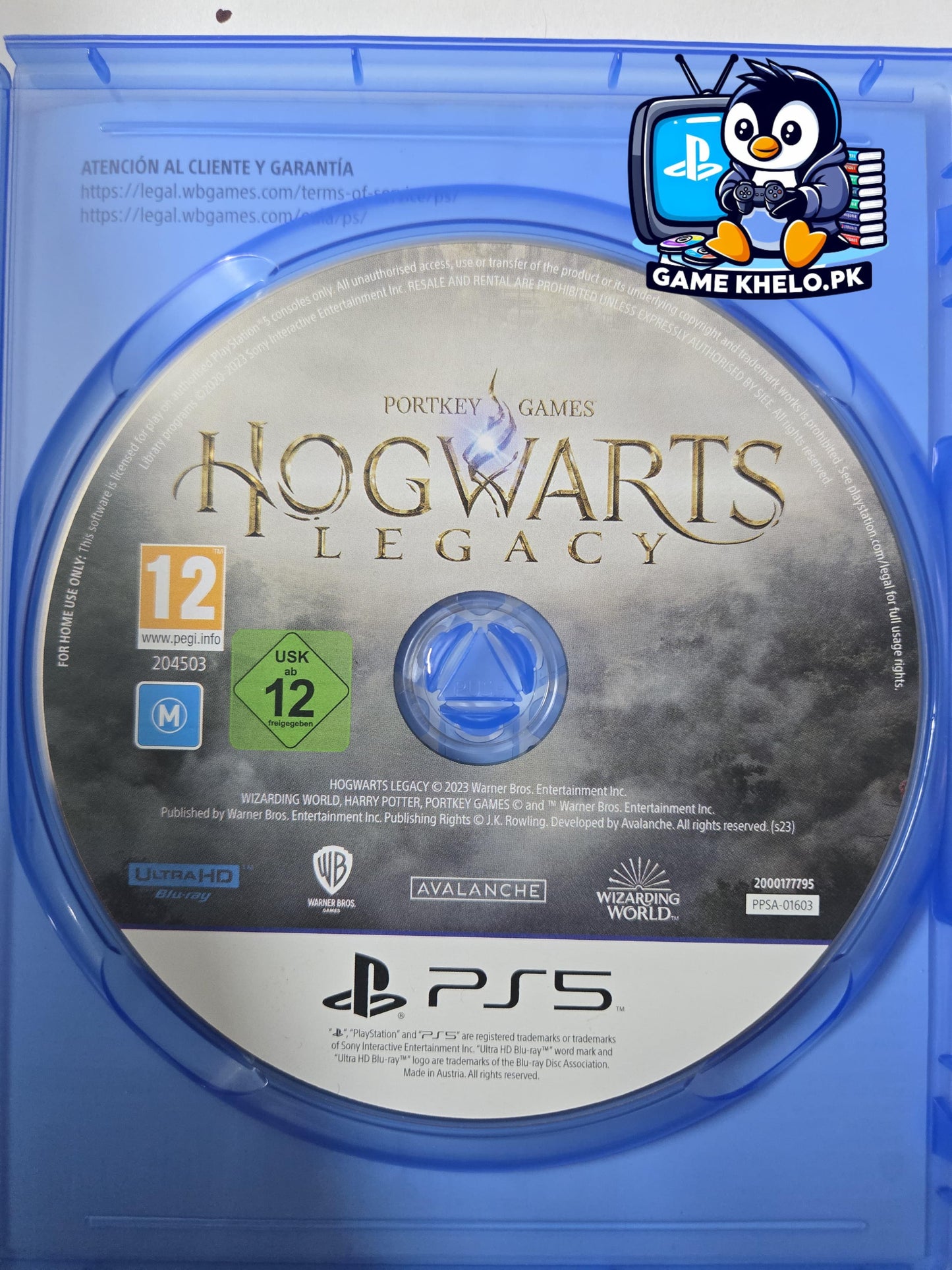 "Pre-owned PS5 Hogwarts Legacy wizard character casting spell - quality used game with warranty"

