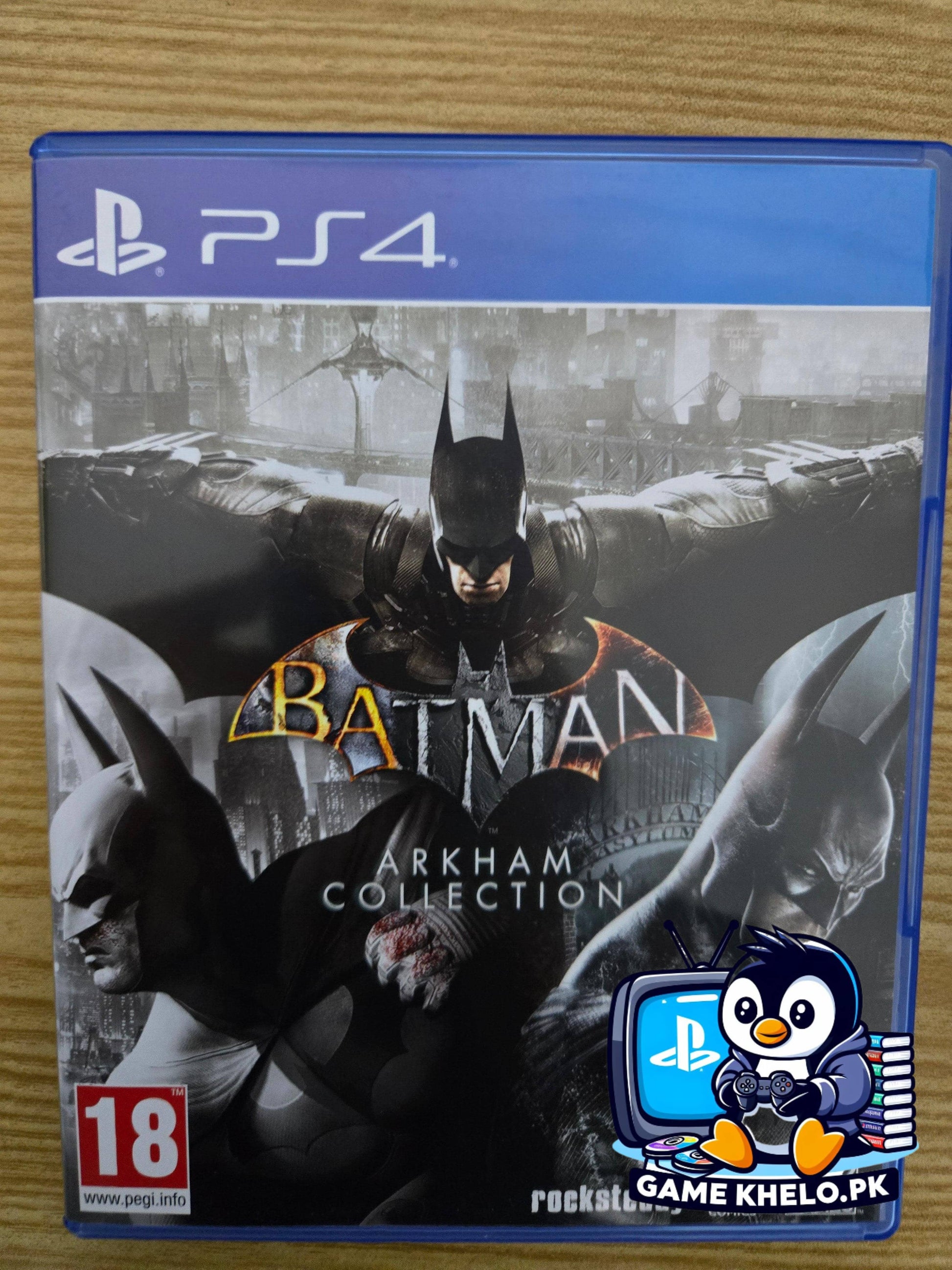 Used Batman Arkham Collection for PS4 featuring all three Arkham games by Rocksteady - available at GameKhelo Pakistan