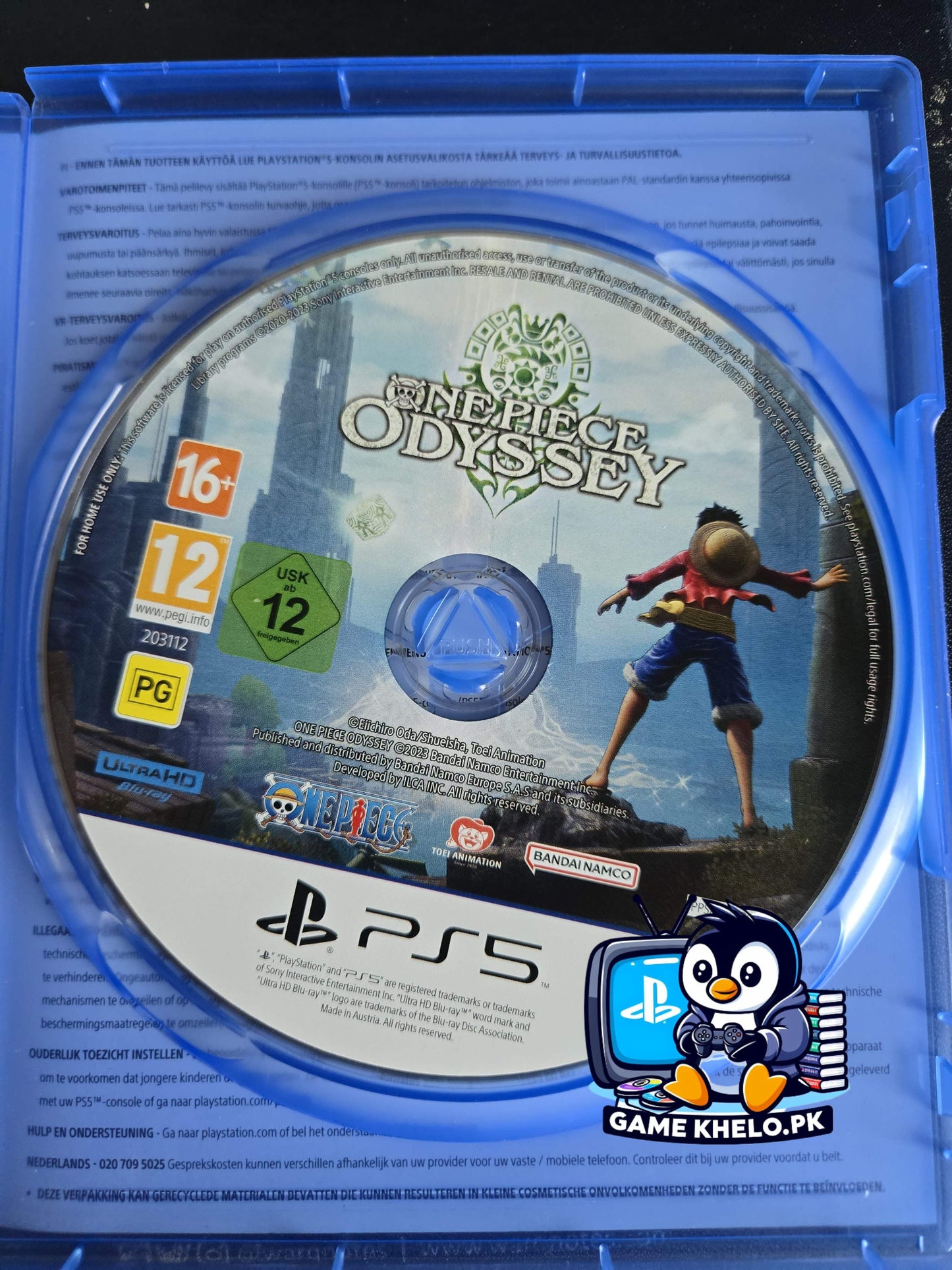Used One Piece Odyssey PlayStation 5 game packaging from GameKhelo with 3-day warranty