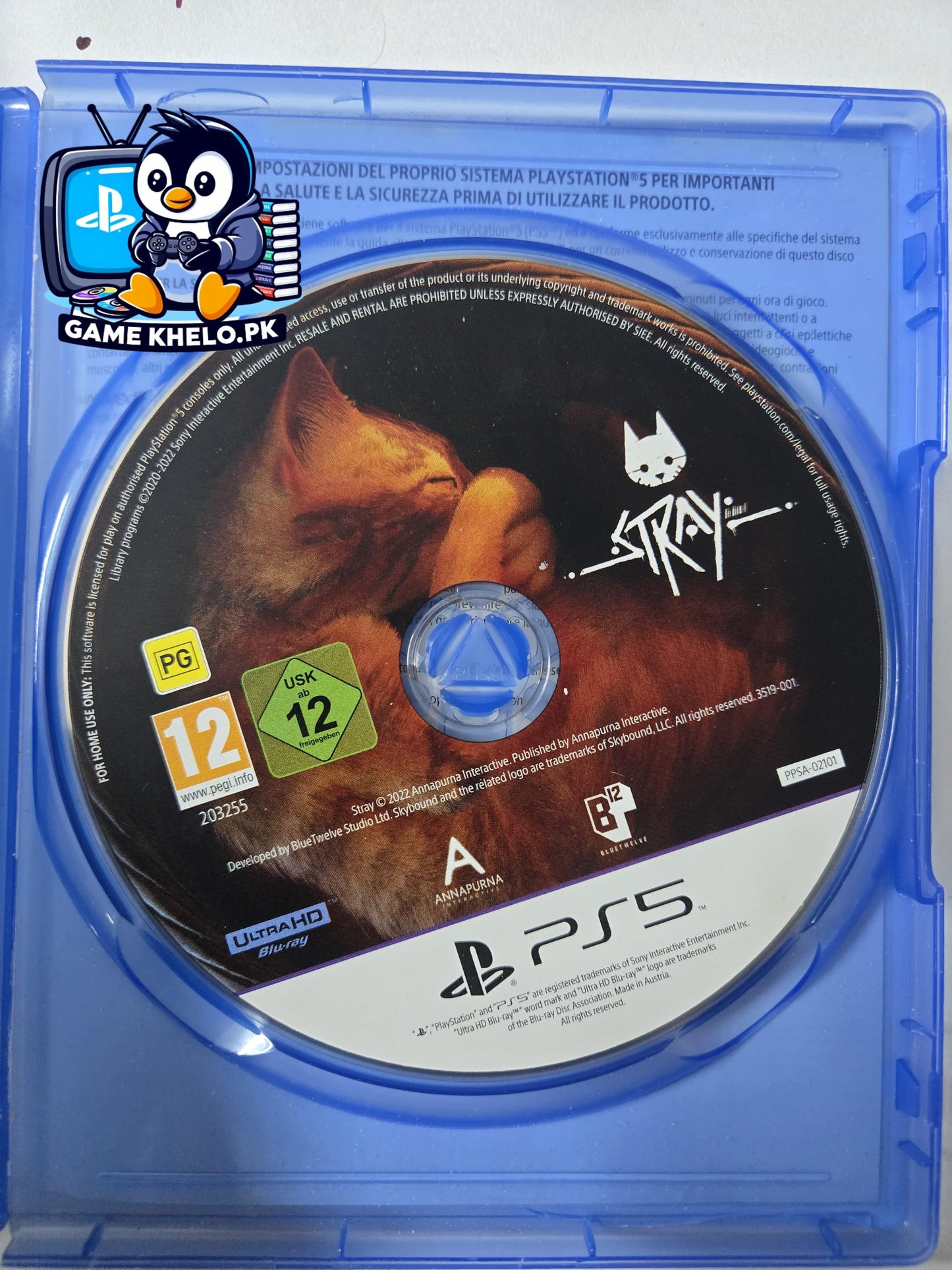 Used Stray PS5 game disc and case - third-person cat adventure game for PlayStation 5 from GameKhelo Pakistan with 3-day warranty

