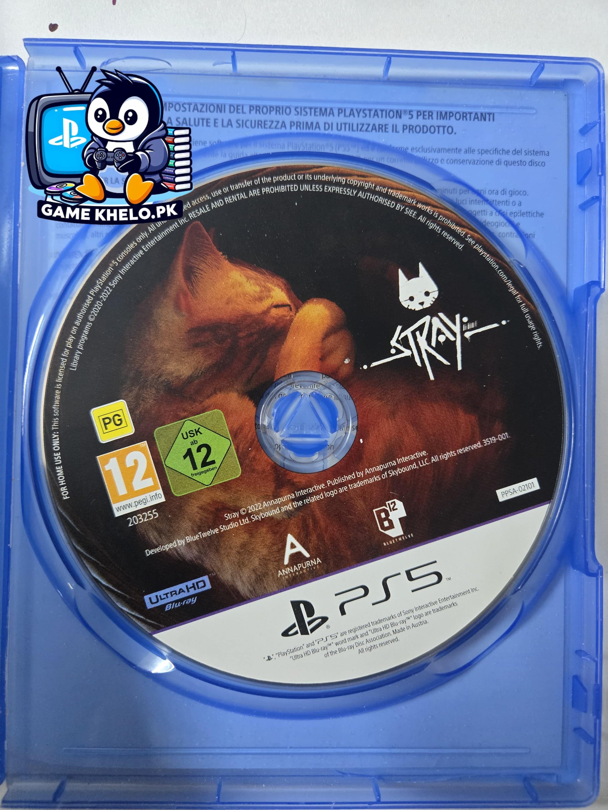 Used Stray PS5 game disc and case - third-person cat adventure game for PlayStation 5 from GameKhelo Pakistan with 3-day warranty

