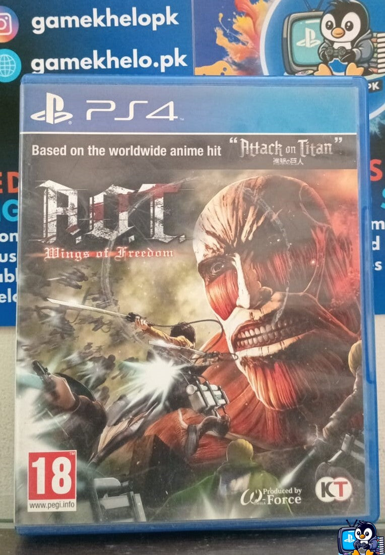 Attack on Titan Wings of Freedom PS4 front cover disc – used game Pakistan