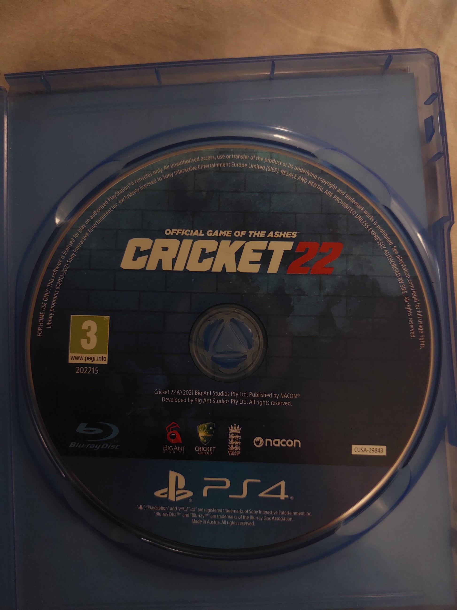 Cricket 22 PS4 Disc Closeup - Game Khelo Pakistan