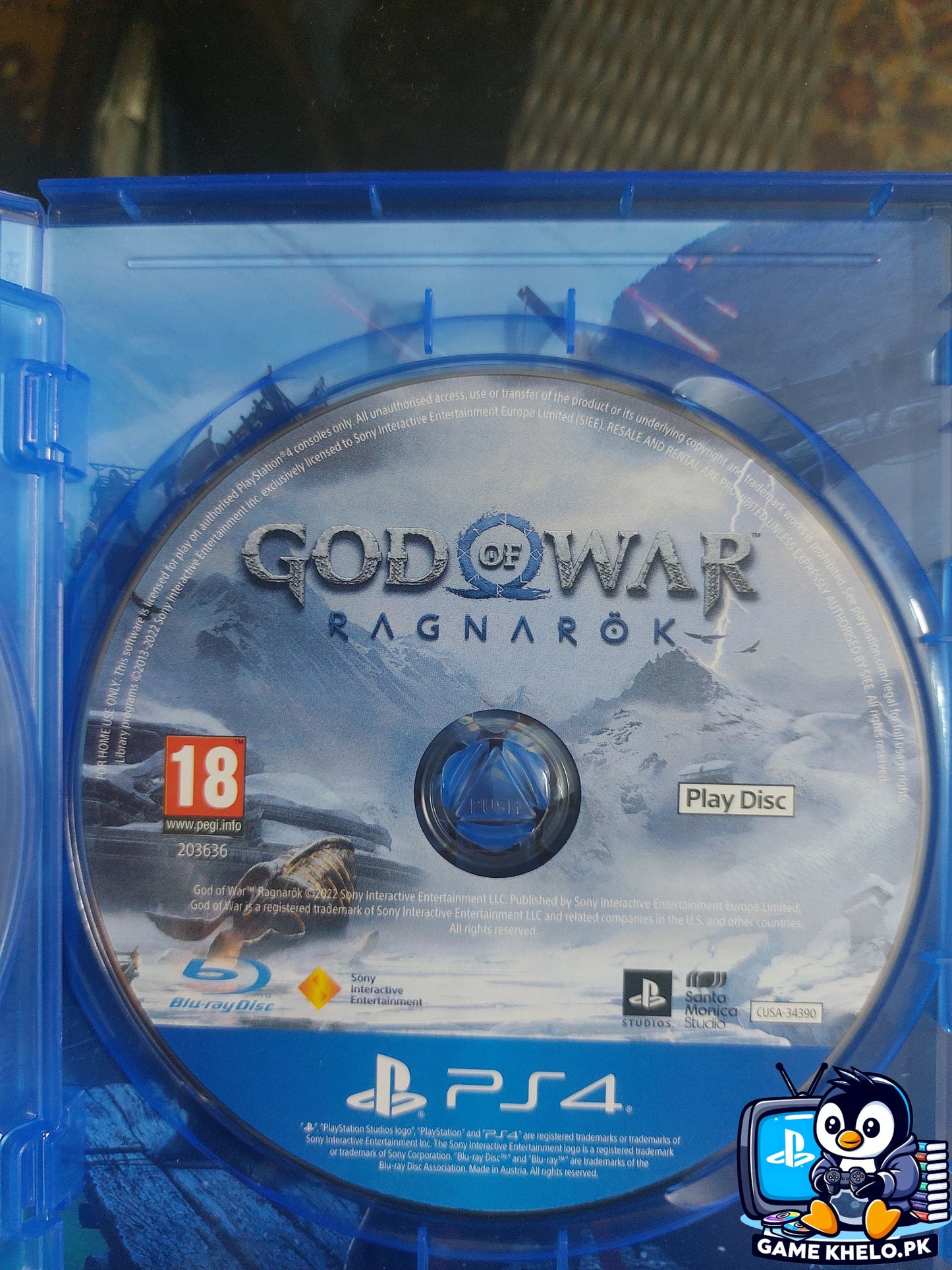 God Of War Ragnarok PS4 Play Disc Closeup - Game Khelo