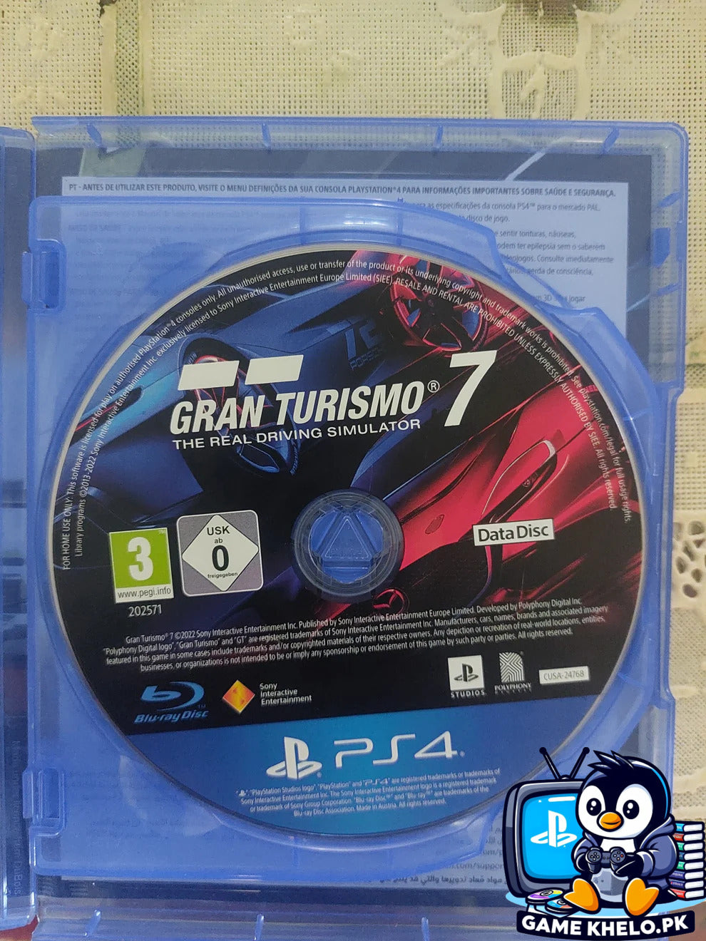 Gran Turismo 7 PS4 Data Disc Closeup - Game Khelo Islamabad