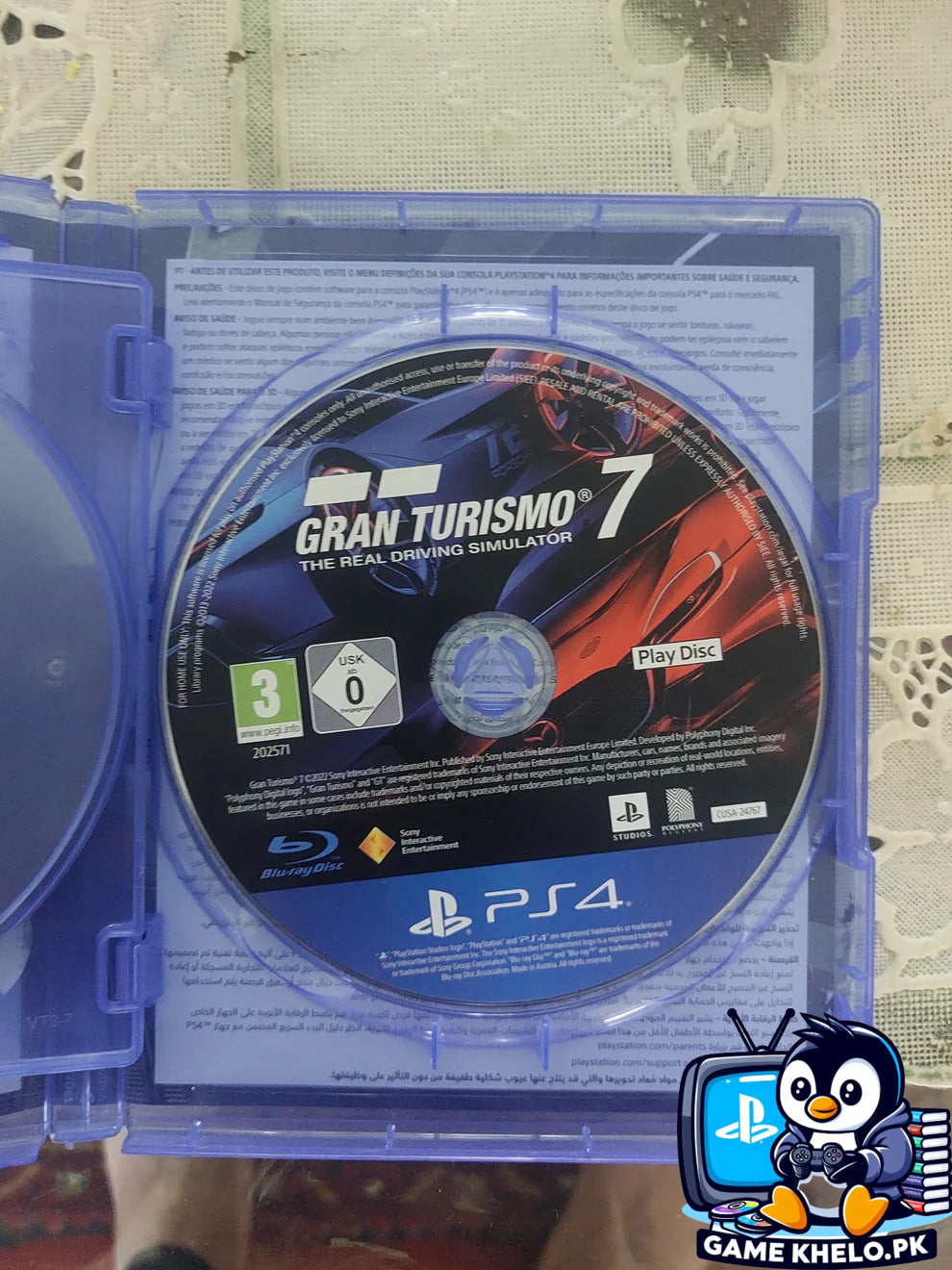 Gran Turismo 7 PS4 Play Disc Closeup - Game Khelo Pakistan