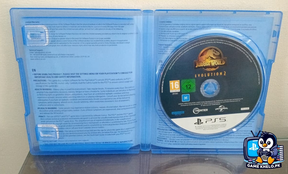 Jurassic World Evolution 2 PS5 game disc close-up