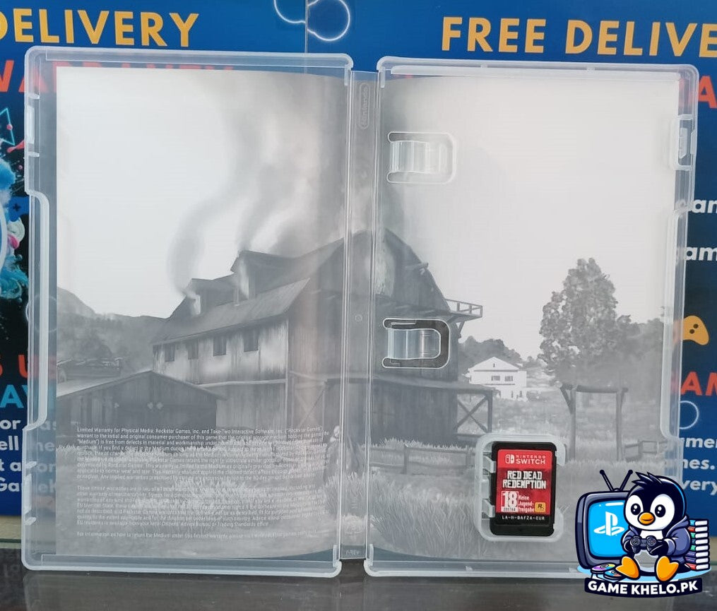 Close-up of Red Dead Redemption Nintendo Switch cartridge label
