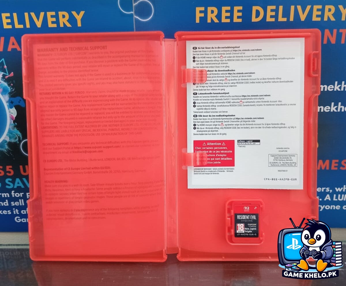 Close-up of Resident Evil Requiem Nintendo Switch 2 game key card